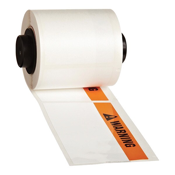 Brady Label, 4 in W, Black; Orange; White - M6-38-483-WARNING