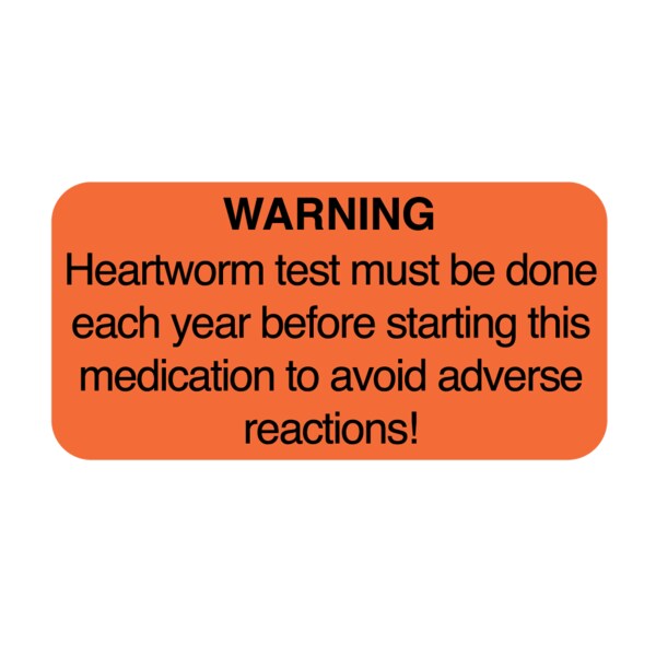 Nevs Warning:Heartworm Test Must Be Done Each Year7/8"x1-5/8"Flr Red &Black - VW-0106