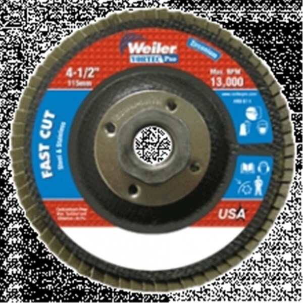 Weiler Vortec Pro Abrasive Flap Discs- 4.5 in.- 40 Grit- 13-000 Rpm - 804-31314