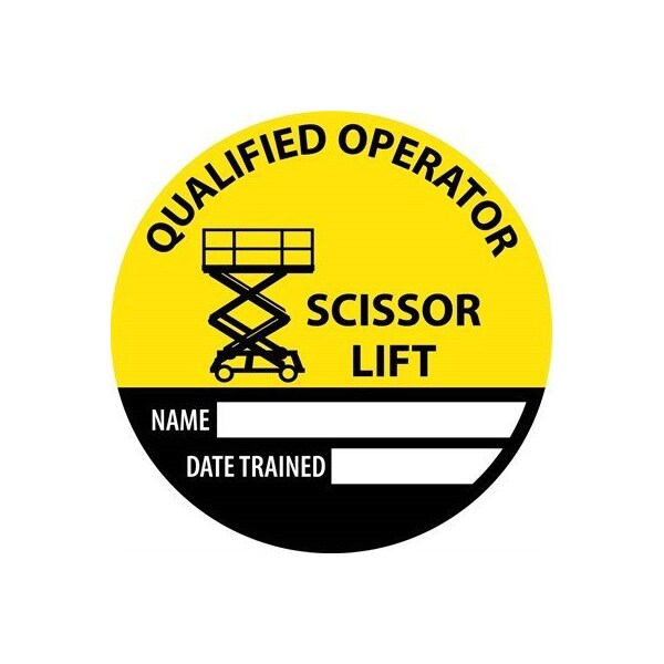 Nmc Safety Trained Scissor Lift Name Date Trained Hard Hat Label, Pk25, HH148 - HH148
