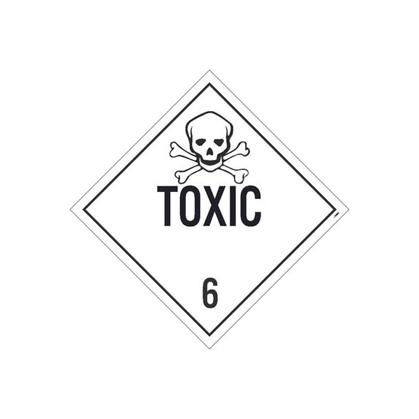 Nmc Toxic 6 Dot Placard Sign, Pk10, Material: Adhesive Backed Vinyl - DL87P10