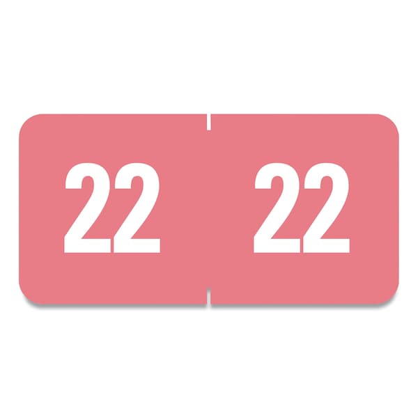 Smead Yearly End Tab File Folder Labels, 22, 0.5x1, Pink, Resealable Pegboard Display Pack, PK250 PK - 67922