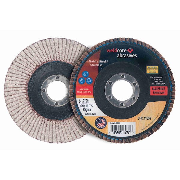 Alu-Prime Premium Regular Flap Discs for Aluminum, 5in x 7/8, Compressed, 10PK - 10617