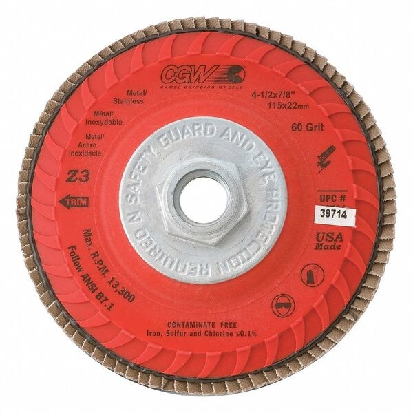 Cgw Abrasives Flap Disc, 4.5x5/8-11, Z3-40G, Cmpct-Trim Z - 39712
