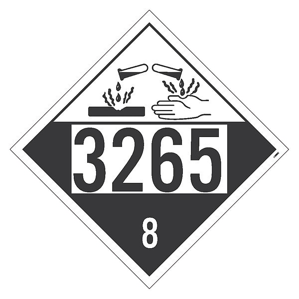 Nmc Dot Placard, 3265 Corrosive 4 Digit, Pk50, Material: Unrippable Vinyl - DL187UV50