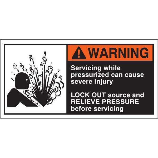 Brady Warning Label, 2-1/2inHx5inW, HP Poly., PK5, 96173 - 96173