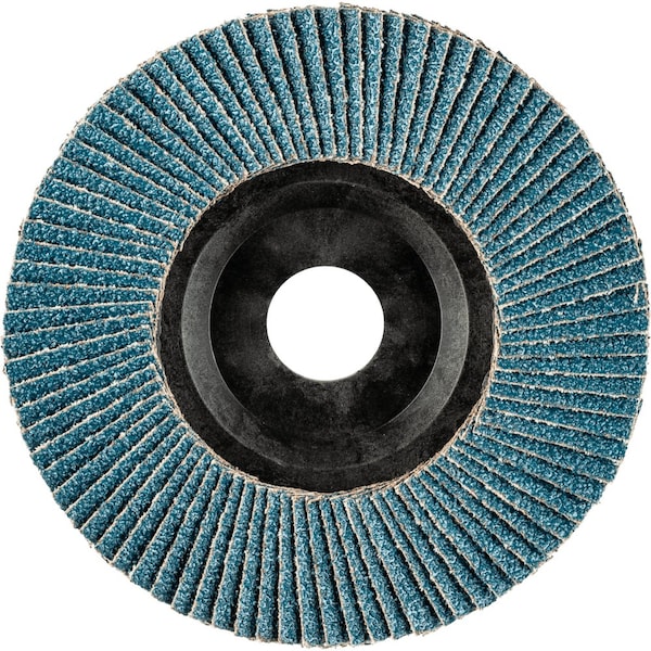 Pferd 5'' x 5/8-11 Thd. POLIFAN Flap Disc - Z PSF TRIM STEELOX, Zirconia, 60 Grit, Flat - 68165