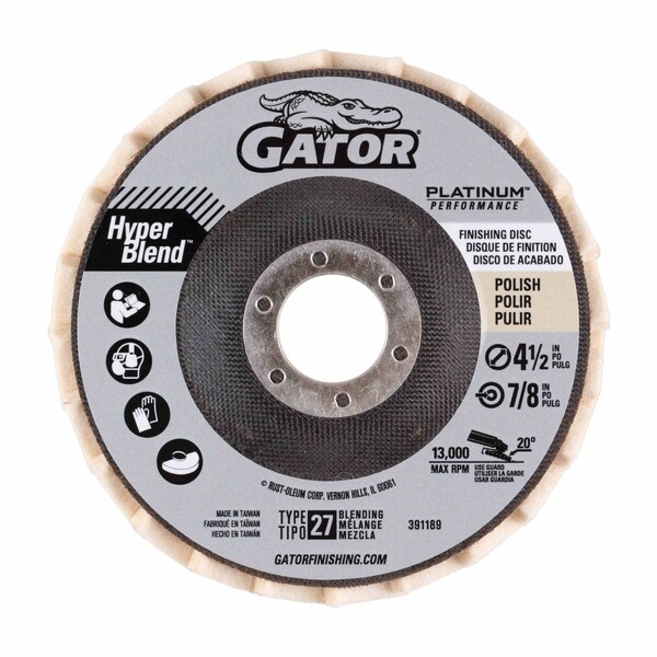 Gator Finishing 4.5 in. X 7/8 in. Sanding Flap Disc, Polish - 391189
