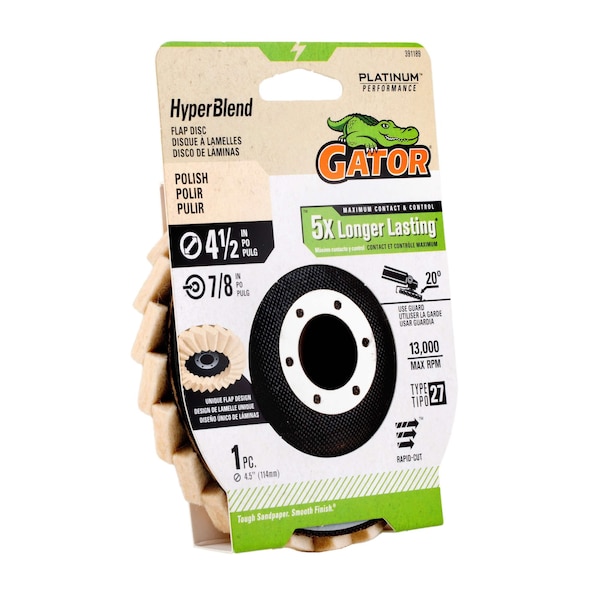 Gator Finishing 4.5 in. X 7/8 in. Sanding Flap Disc, Polish - 391189