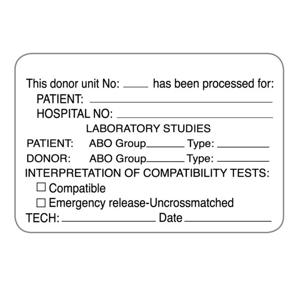 Nevs This donor unit no:_ has been processed for: 2 x 3 White w/Black - LBW-0018