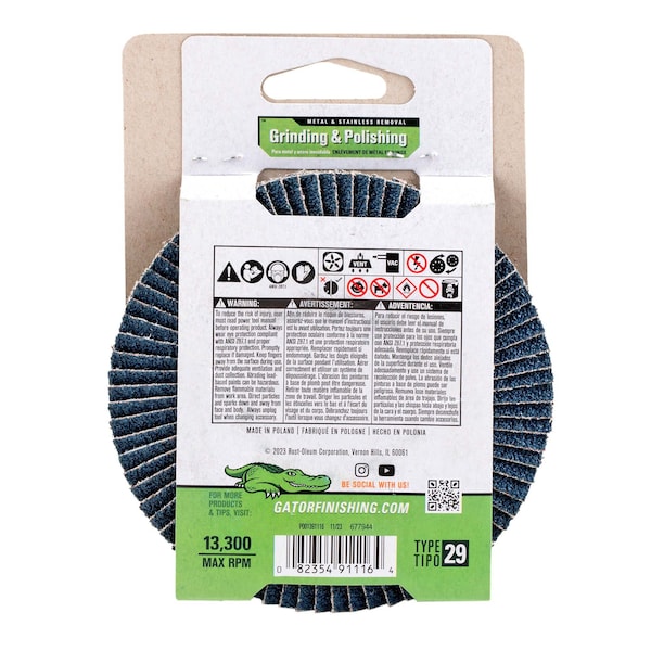 Gator Finishing 4.5 in. X 5/8-11 in. Sanding Flap Disc, 40 Grit - 391116