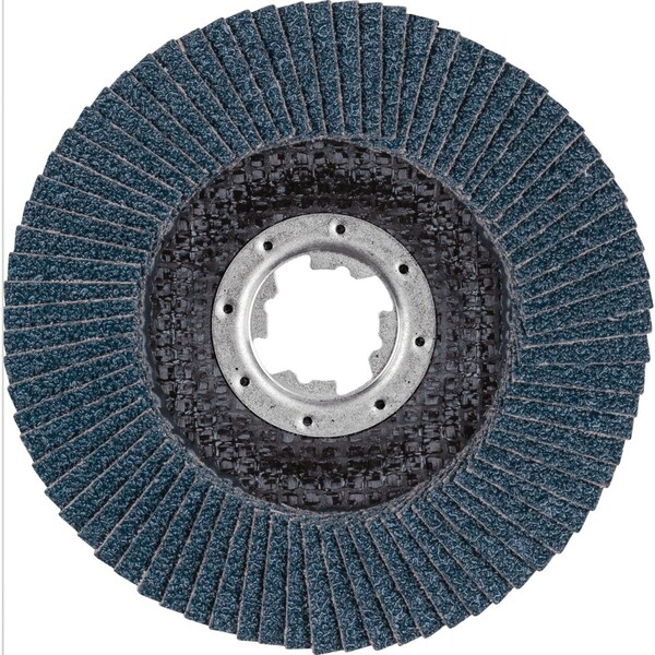 Pferd 5'' X-LOCK POLIFAN Flap Disc - Z SG POWER STEELOX, Zirconia, 80 Grit, Conical - 60780