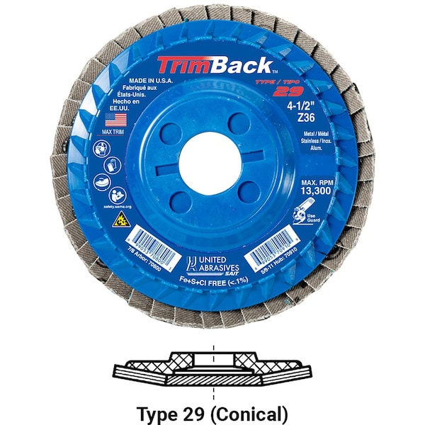 United Abrasives/Sait Flap DiscCeramicT295x78 80xPK10 - 70810