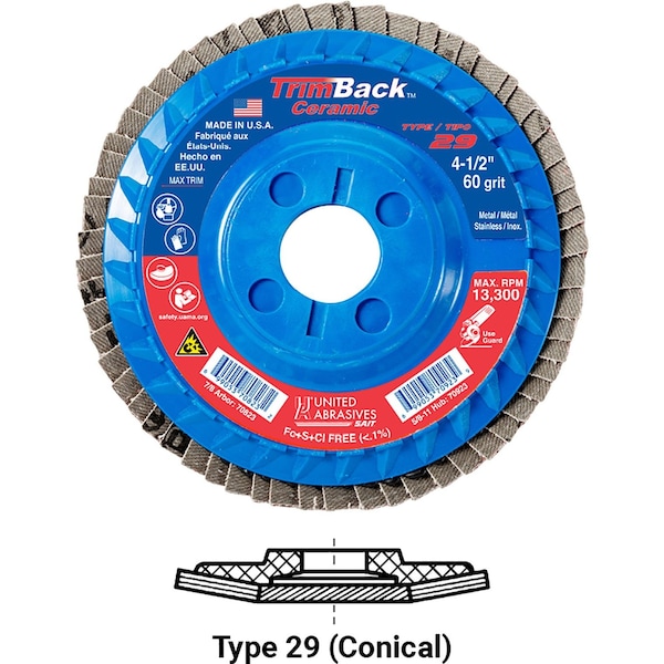 United Abrasives/Sait Flap DiscCeramicT29 5x78 36xPK10 - 70827