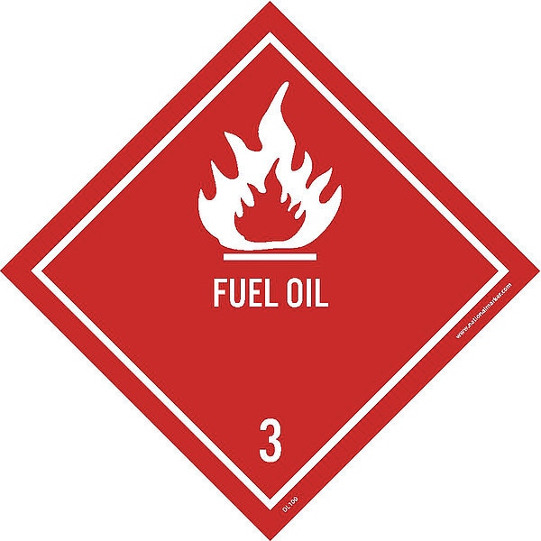 Nmc Fuel Oil 3 Dot Placard Sign, Pk25, Material: Adhesive Backed Vinyl - DL100AP