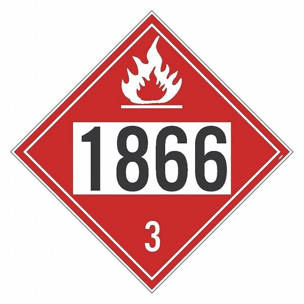Nmc Dot Placard Sign, 1866 3, Pk100, Material: Pressure Sensitive Removable Vinyl .0045 - DL142BPR100