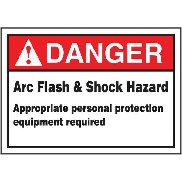Accuform Label, 3-1/2x5, Danger Arc Flash and Shock, LELC132 - LELC132