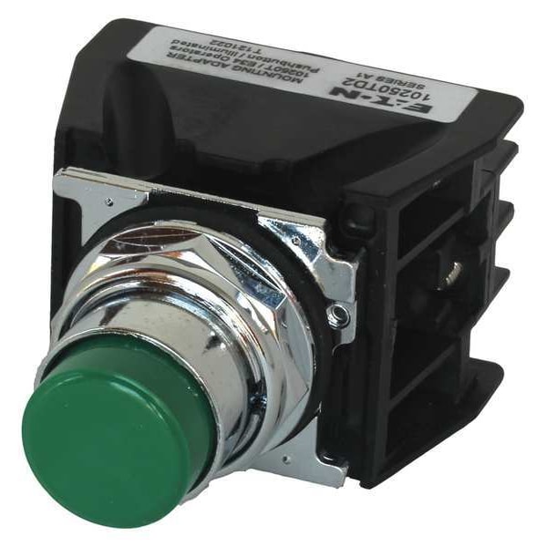 Botón pulsador para ubicaciones peligrosas de Eaton con contactos, 30 mm, 2 NC, 2 NO, Verde - 10250T709G
