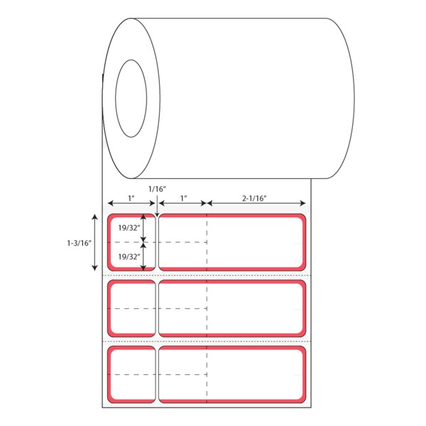 Nevs Misys / Sunquest - Multi Set Label (MSL) - Perf-Cut 1 3/16" x 4 3/32" - CB-SUN-7BBL-RED