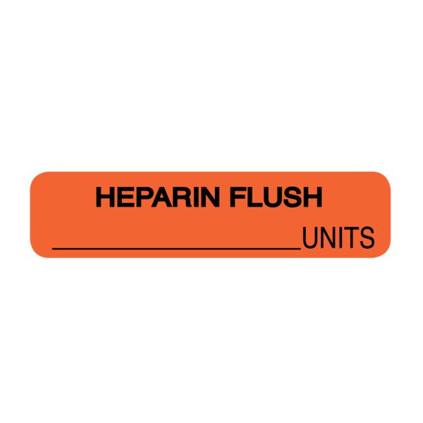 Nevs Label, Heparin Flush_units 5/16 x 1-1/4 Flr Red w/Black - SANTW-0070