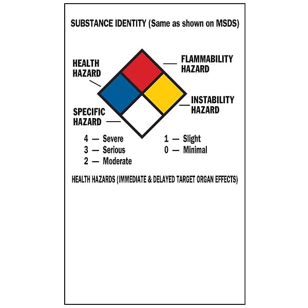Brady NFPA Label, 3"Wx5"H, Self-Adh Vinyl, PK500 - 121165