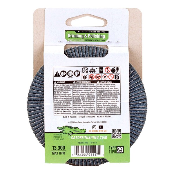 Gator Finishing 4.5 in. X 5/8-11 in. Sanding Flap Disc, 60 Grit - 391117