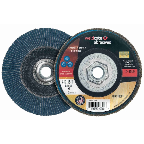 Z-Solid Zirconia Regular Compressed Flap Discs, 7in x 5/8-11, 10PK - 10531