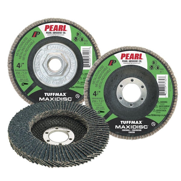 Pearl Tuff Max ZC Maxidisc Flap Disc 4-1/2 x 7/8 Z40 T-27 - MAX4540Z