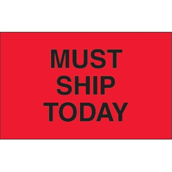 Bondad 1.25 x 2 in. - Must Ship Today Fluorescent Red Labels - BO3348541