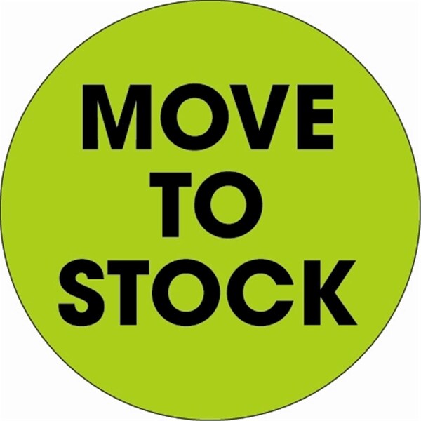 Bondad 2 in. Circle - Move To Stock Fluorescent Green Labels - Roll of 500 - BO3347754