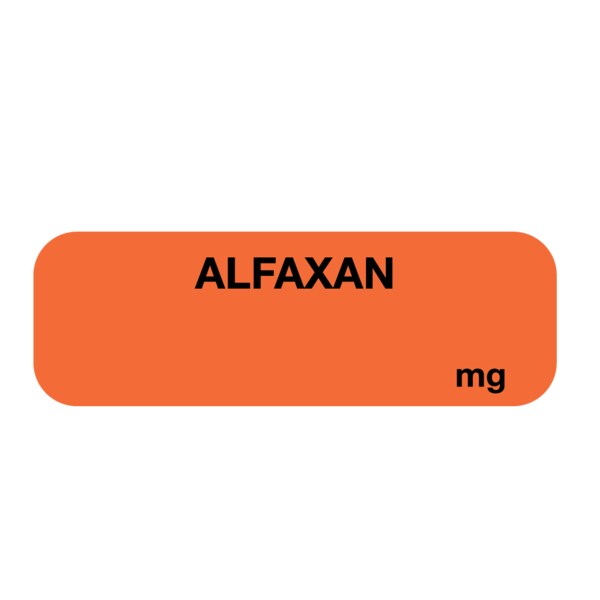 Nevs Label, Alfaxan mg 1/2" x 1-1/2" Flr Red w/Black - SANTW-0227