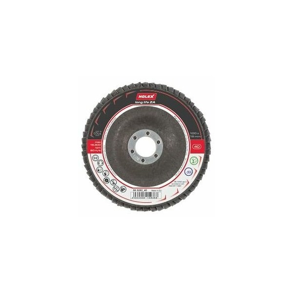Holex Long Life ZA Flap Disc, Dia: 100 mm, Grit: 40 - 565283 40