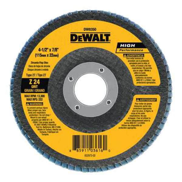 Dewalt 4-1/2" x 5/8"-11 80g type 27 HP flap disc - DW8358
