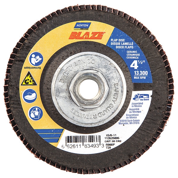 Norton Abrasives Arbor Mount Flap Disc, 4-1/2in, 80, Medium - 66261183493