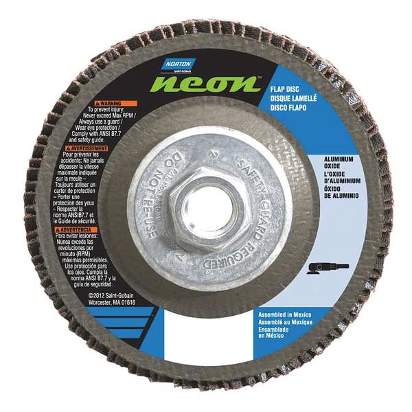 Norton Abrasives Flap Disc, 4 1/2 In x 60 Grit, 5/8-11 - 66623399060