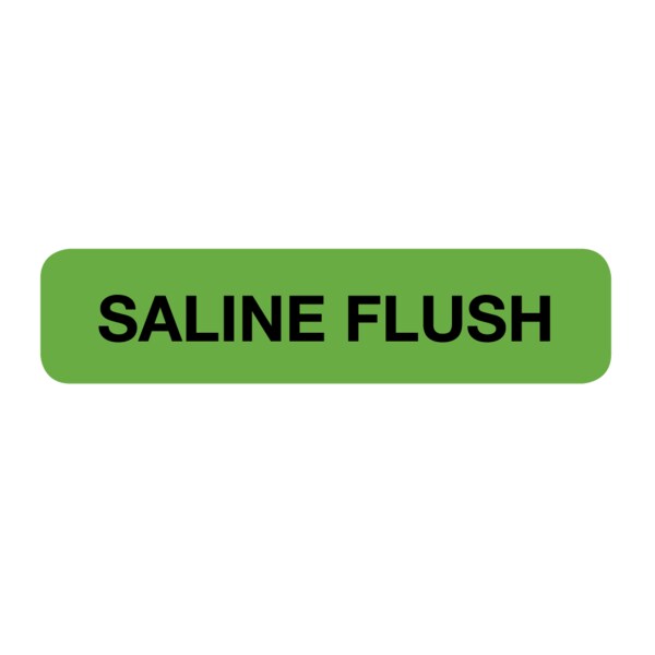 Nevs Label, Saline Flush 5/16" x 1-1/4" Green w/Black - SANTW-0120