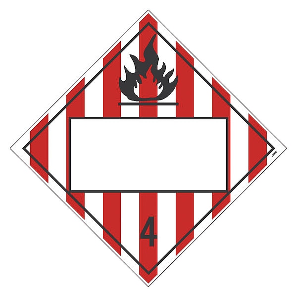 Nmc Dot Placard Sign, 4 Flammable Solids, Blank, Pk10, Material: Unrippable Vinyl - DL62BUV10