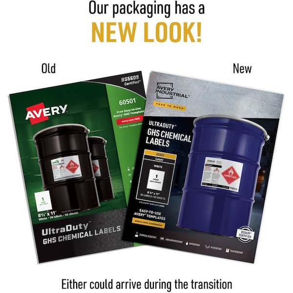 Avery Label, Ghs Chemical, 8.5X11 50PK - AVE60501