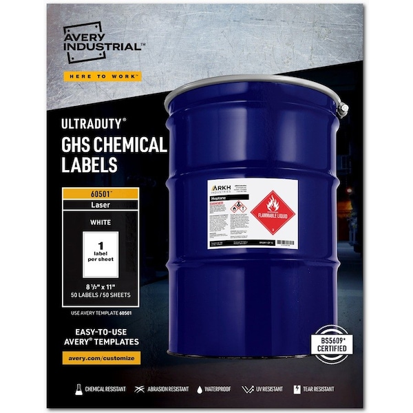 Avery Label, Ghs Chemical, 8.5X11 50PK - AVE60501