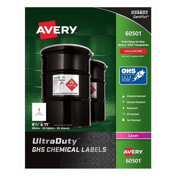Avery Label, Ghs Chemical, 8.5X11 50PK - AVE60501