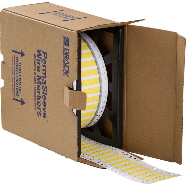 Brady PermaSleeve Wire Marker Polyolefin 0.25 in Dia x 1 in W YL Roll of 5000 Each - 3CGS-250-2-YL-2