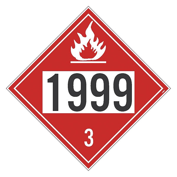 Nmc Dot Placard Sign, 1999 3, Asphalt Tars, Pk100, Material: Adhesive Backed Vinyl - DL144BP100