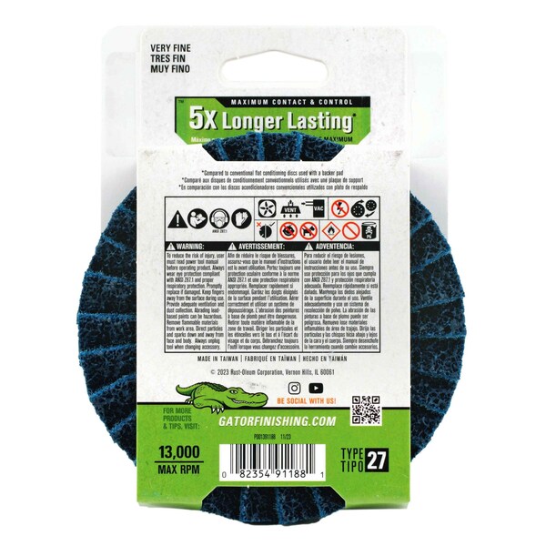 Gator Finishing 4.5 in. X 7/8 in. Sanding Flap Disc, Very Fine - 391188