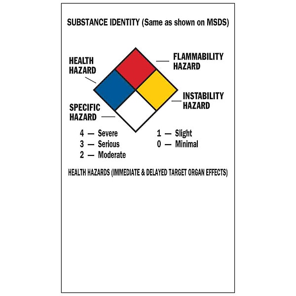 Brady NFPA Label, 5x3, Self-Adhes. Paper, PK500 - 99195