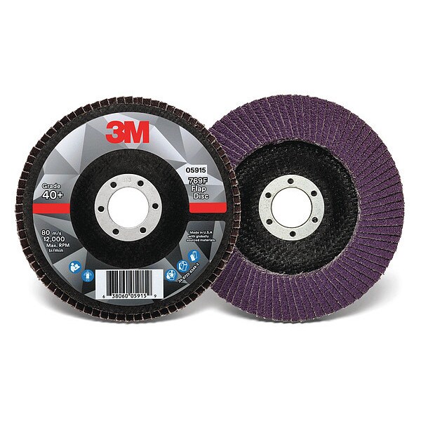 3M Flap Disc, 5 in Dia, 7/8 in Arbor, 40 Grit - 60440351488