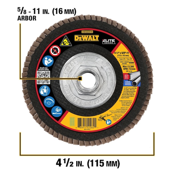 Dewalt 4-1/2" x 5/8"-11 60G T29 XP CER FLAP DISC - DWA8281H