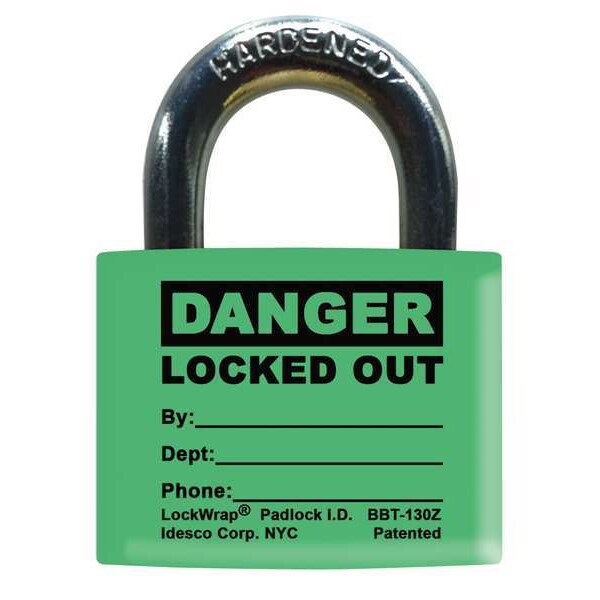 Idesco Padlock Label, 1-5/8inHx 1-1/2inW, PK25 - LMBBT129AAC