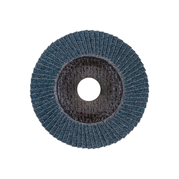 Pferd 4-1/2" x 5/8-11 Thd. POLIFAN Flap Disc - Z SG POWER STEELOX, Zirconia, 60 Grit, Conical - 62323