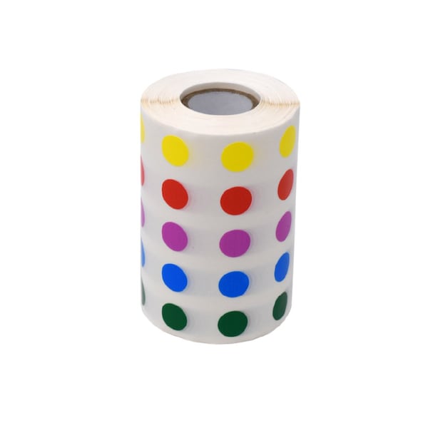 Globe Scientific Label Rolls, Cryo, 13mm Dots, for 1.5-2mL Tubes, Assorted Colors, 5000PK - LCR-13RW