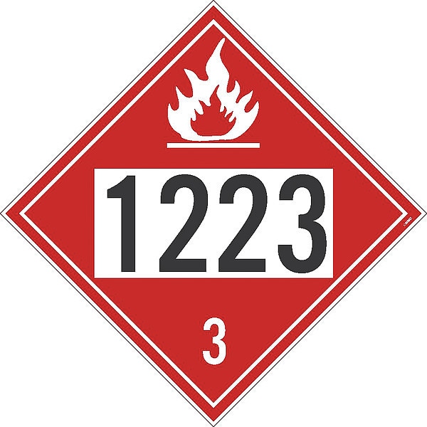 Nmc Flammable Dot Placard Sign, 1223, Pk25, Material: Adhesive Backed Vinyl - DL182P25